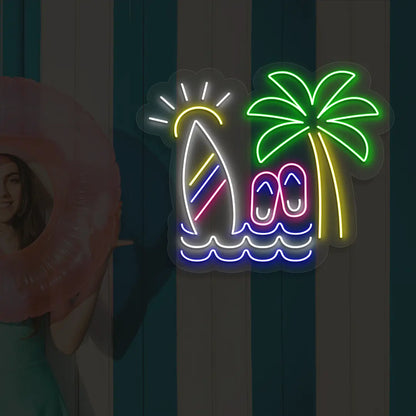 Surfboard Vibes Neon Sign in Blue color