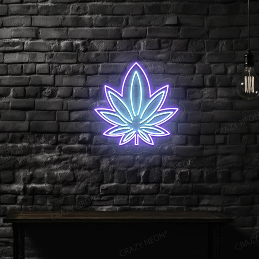 Trippy Weed Neon Sign | Purple-Iceblue