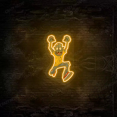 Angry Zombie Attack Neon Artwork | Orange
