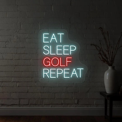 Eat Sleep Golf & Repeat Neon Sign | Iceblue