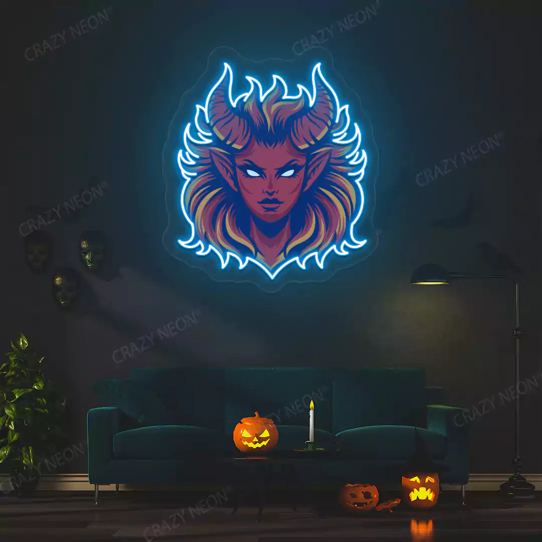Fiery Demon Mane Neon Artwork | Iceblue