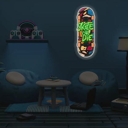 Skate or Die Neon Artwork in Green color