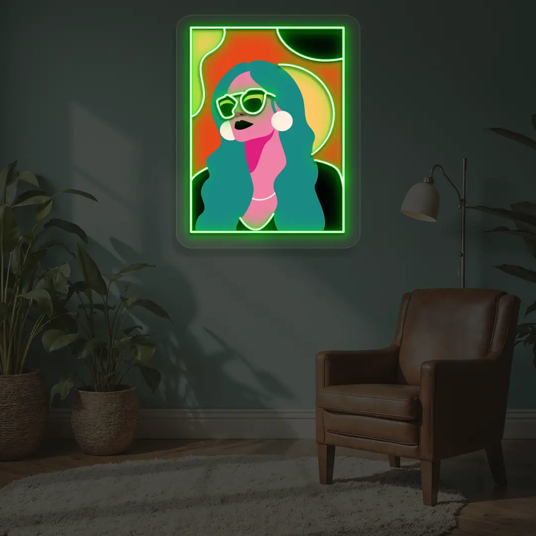 Chic Diva Neon Artwork in Green color