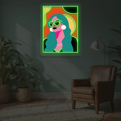 Chic Diva Neon Artwork in Green color