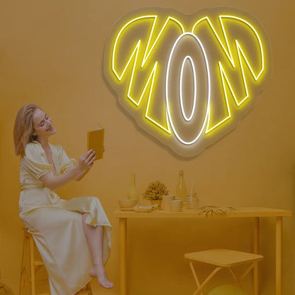 Forever Mom Heart Neon Sign in Yellow color