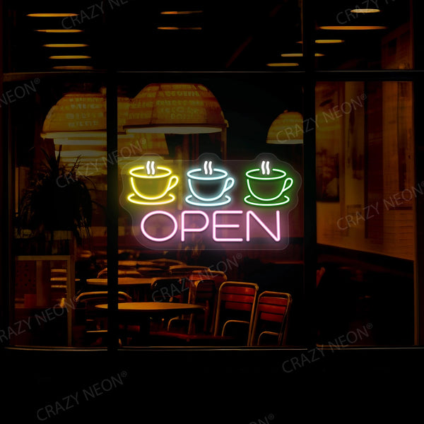Coffee Cup Open Neon Sign