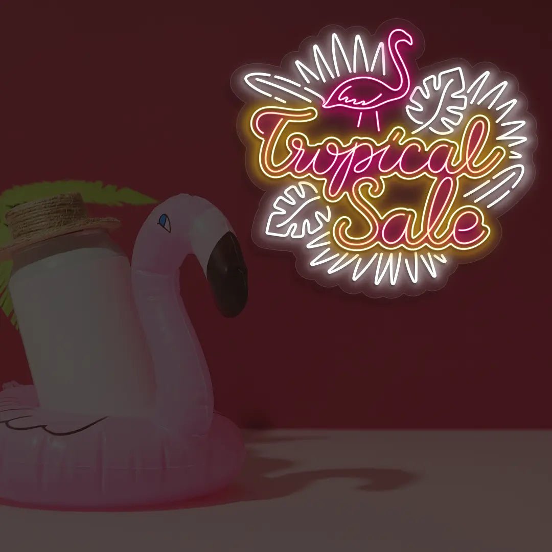 Tropical Sale Neon Sign in White Color