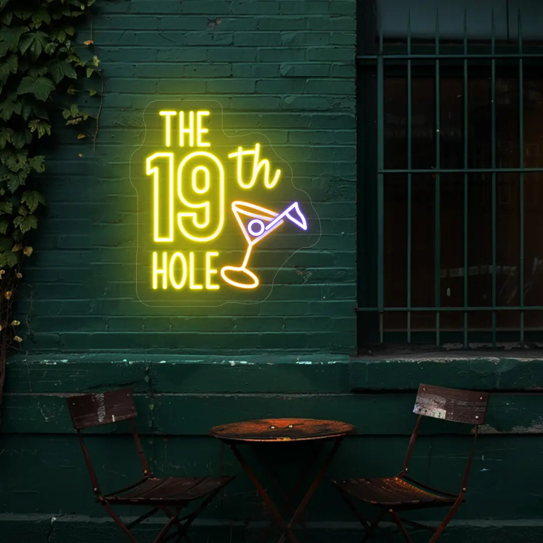 The 19th Hole Golf Neon Sign | Yellow