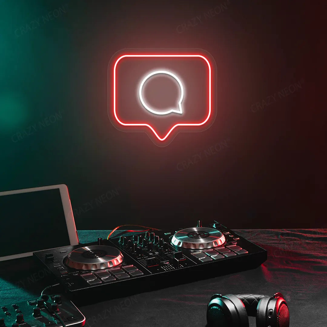 Comment Box Neon Sign in Red Color Mounted on a wall 