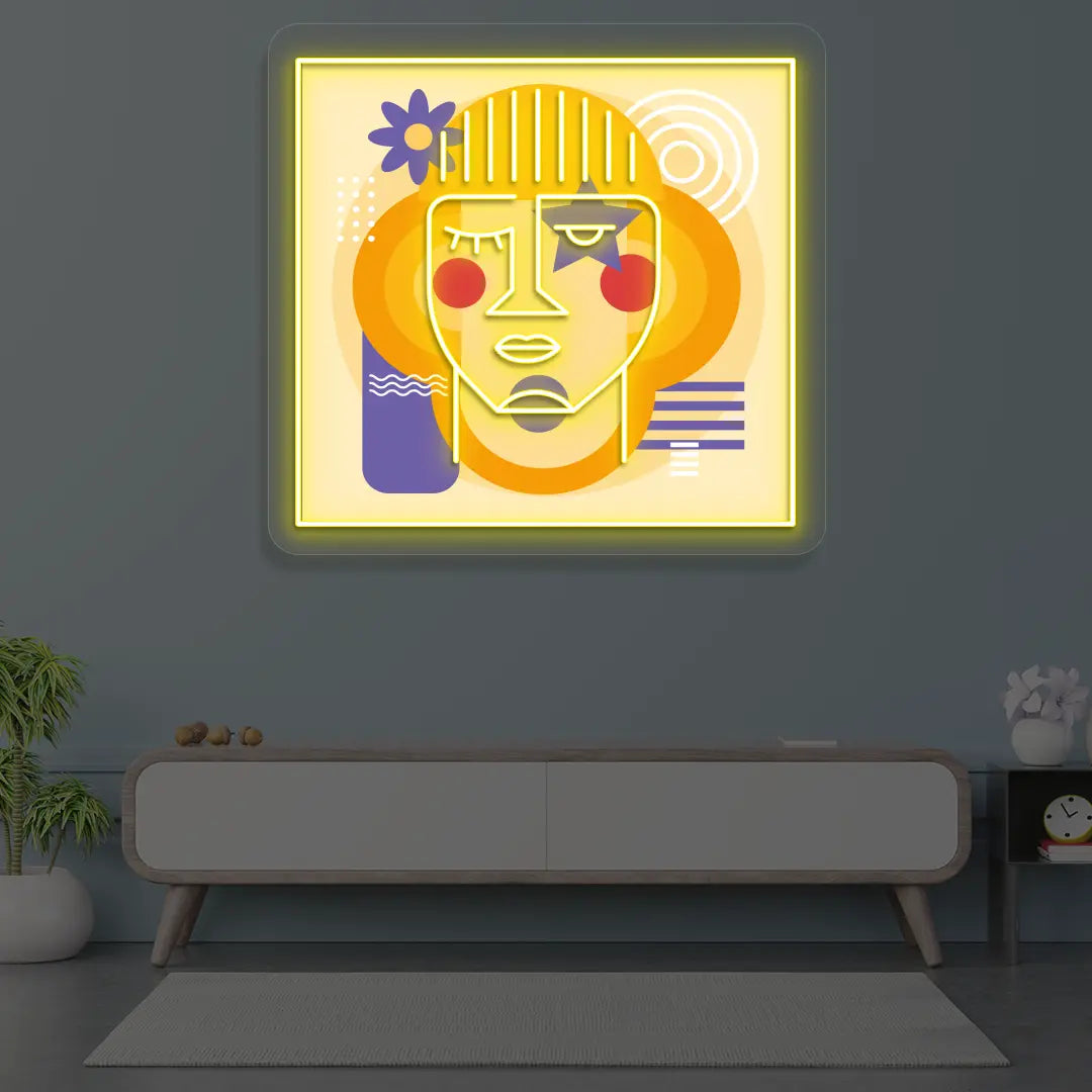Urban Pop Abstract Neon Artwork Sign in Yellow color