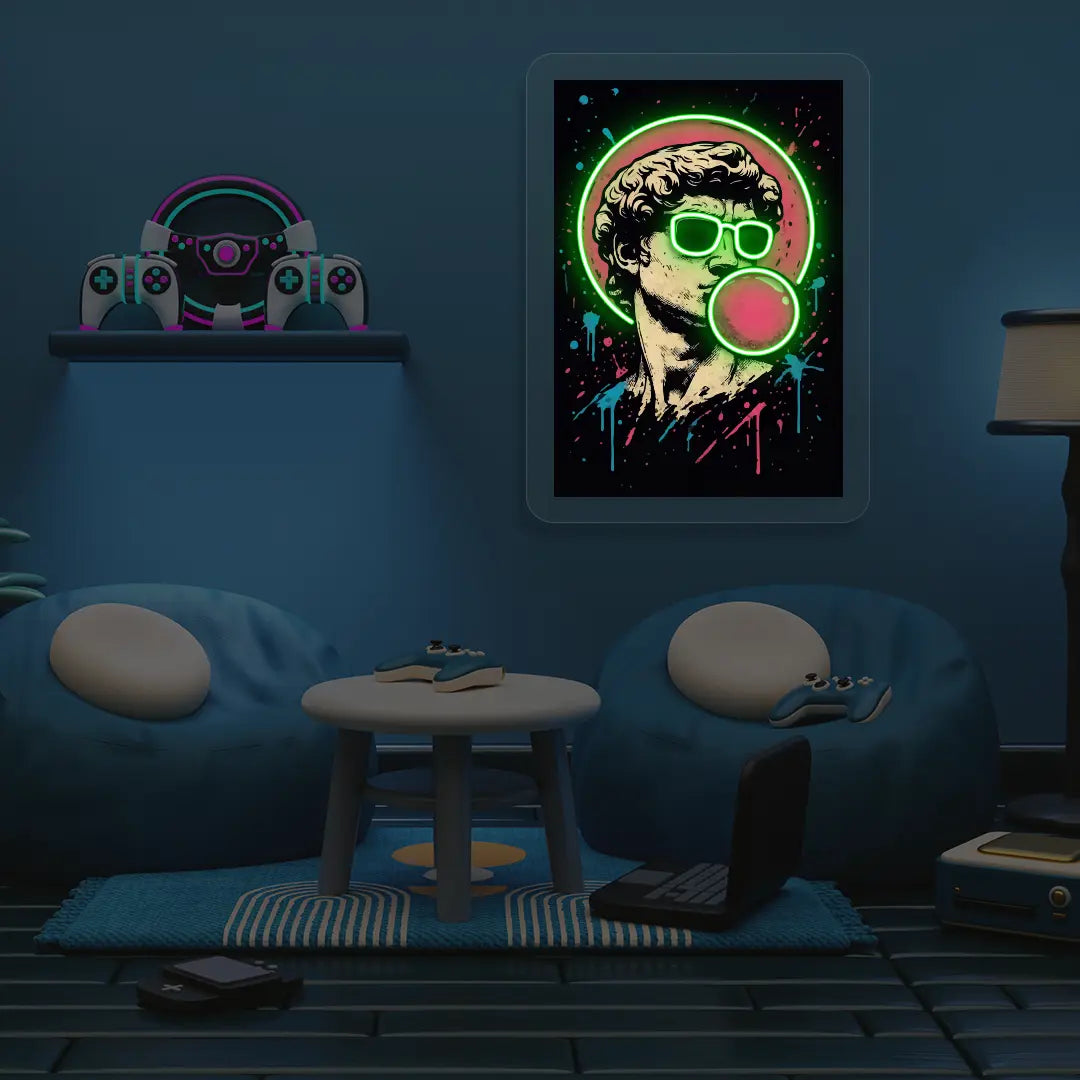 David de Michelangelo Pop Art Neon Artwork in Green Color
