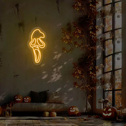 Ghost Scream Neon Sign | Orange