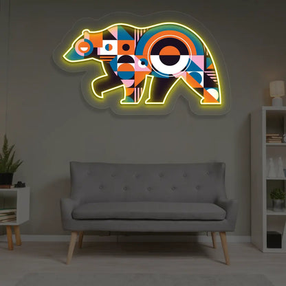 Chroma Bear Abstract Neon Artwork Sign in Yellow color