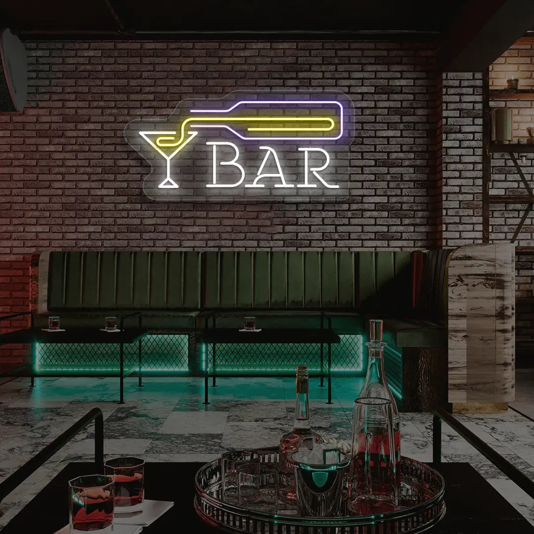 Martini Mixology Bar Neon Sign in Purple color