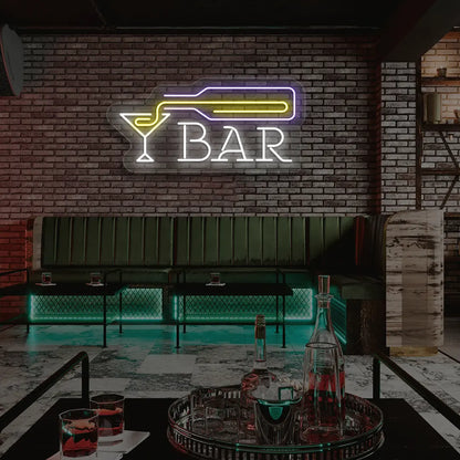 Martini Mixology Bar Neon Sign in Purple color