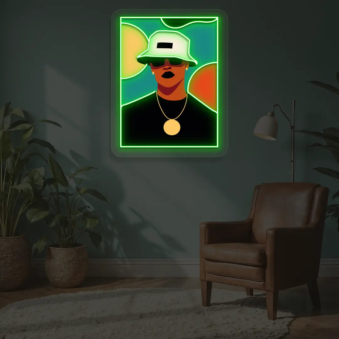 Bucket Hat Pop Neon Artwork in Green color