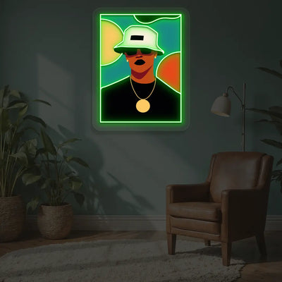 Bucket Hat Pop Neon Artwork in Green color