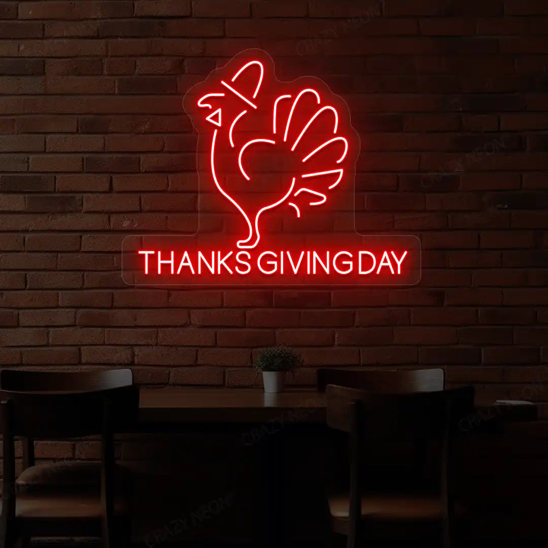 Thanksgiving day turkey neon Sign in red