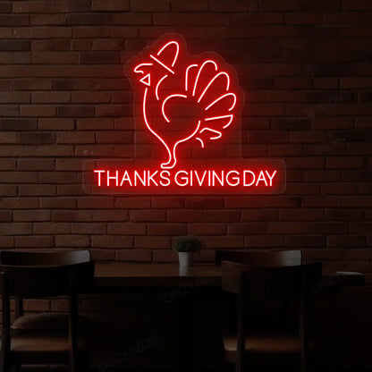 Thanksgiving day turkey neon Sign in red