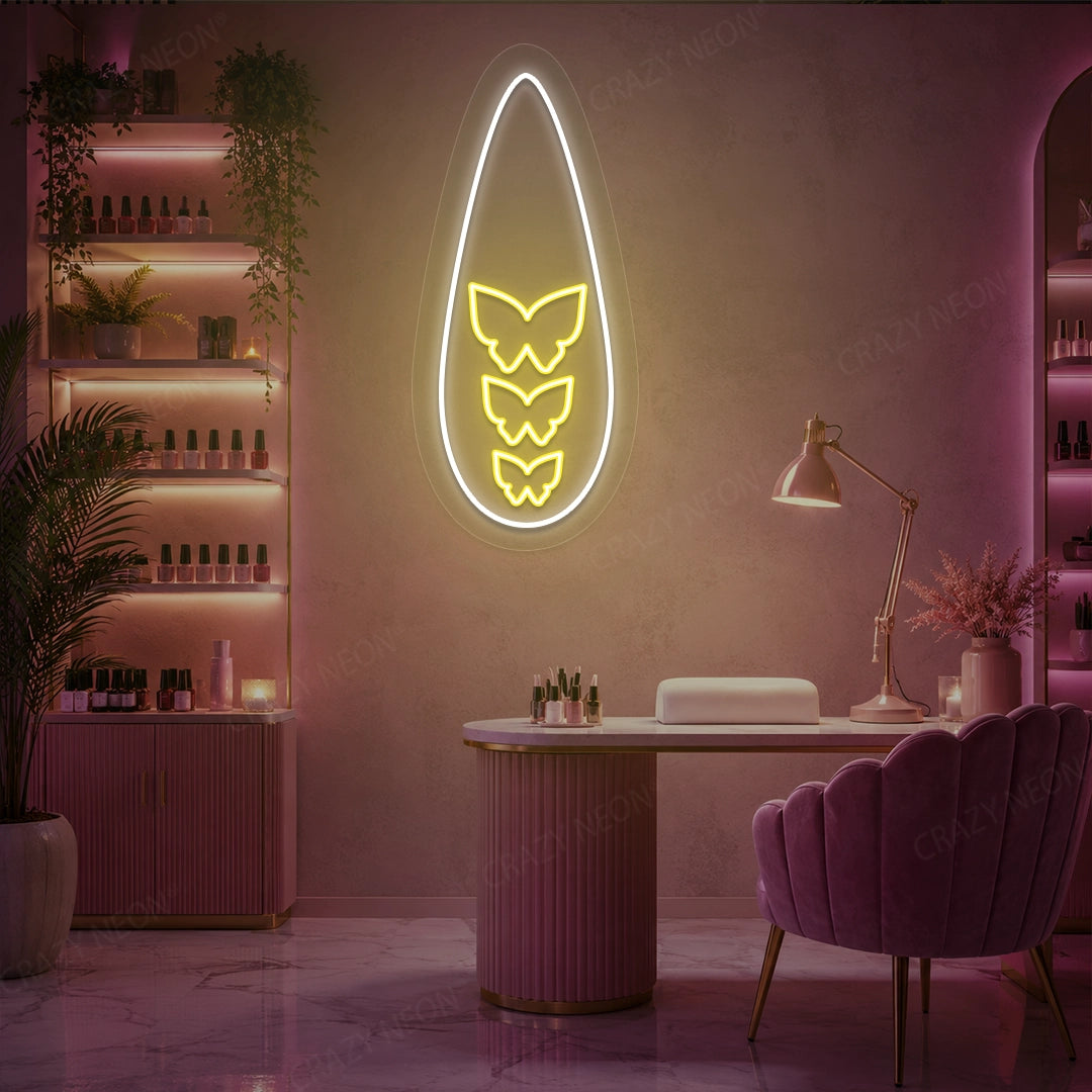 Butterfly Wings Nail Neon Sign
