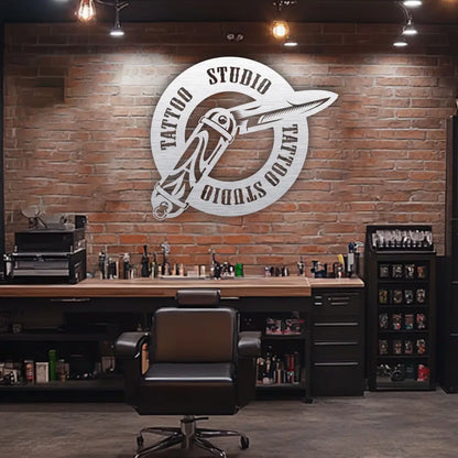 Tattoo Studio Custom Metal Monogram in Silver finish