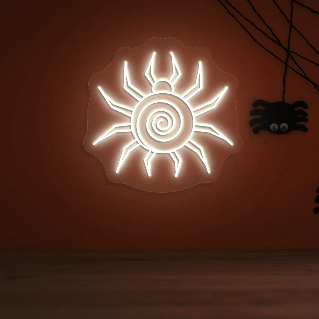 Spiral Spider Neon Sign | White