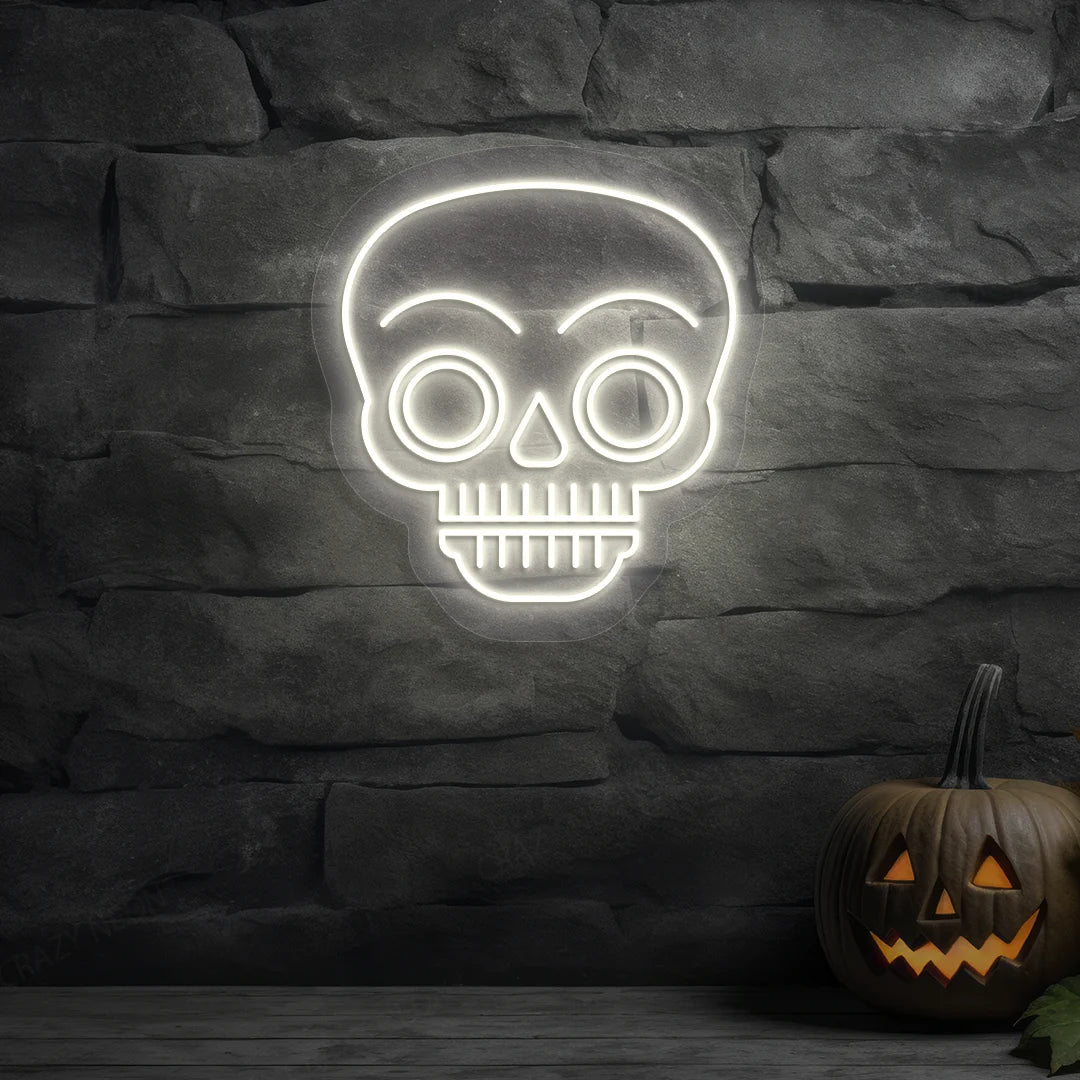 Glow Skull Neon Sign | white