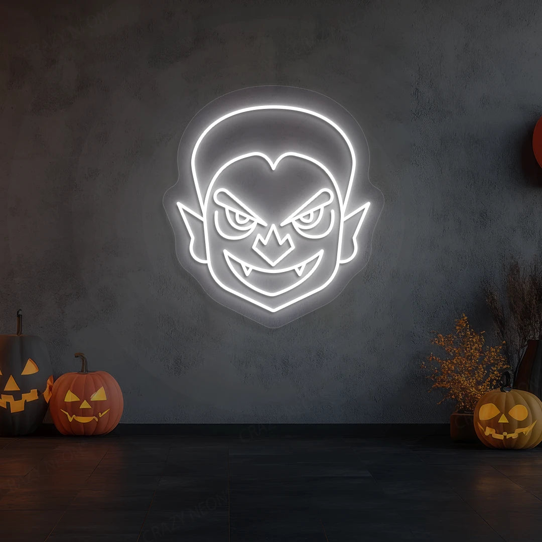 Haunted Vampire Neon Sign | White