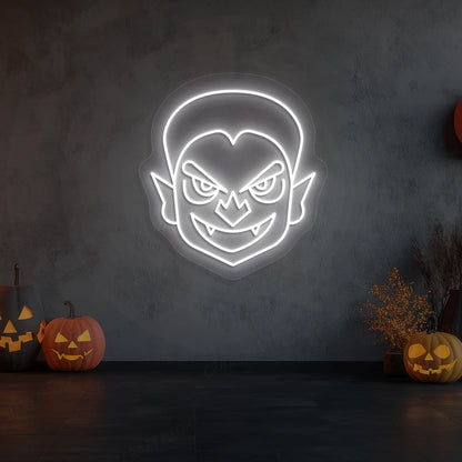 Haunted Vampire Neon Sign | White