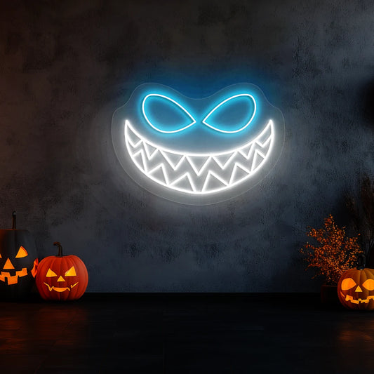 Sinister Grin Neon Sign | White