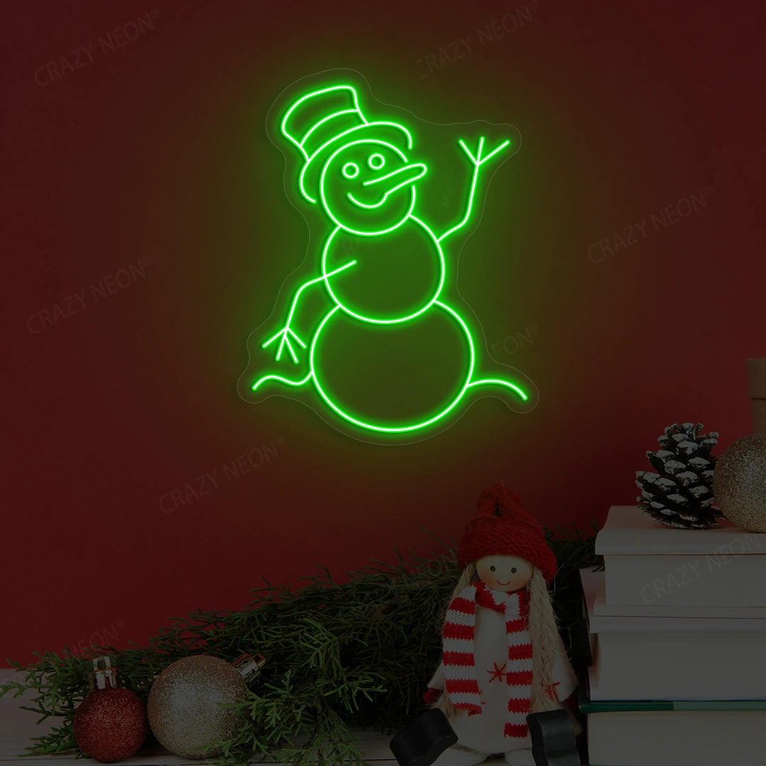 Jolly Snowman Neon Sign | Green