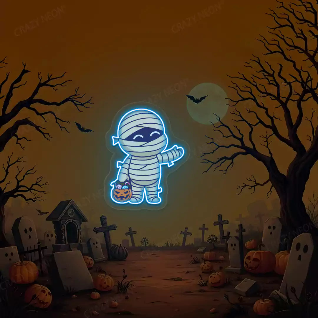 Mummy Kid Neon Artwork | Iceblue