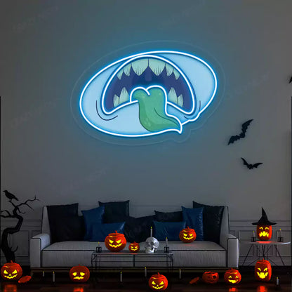 Creepy Monster Mouth Neon Artwork | Iceblue