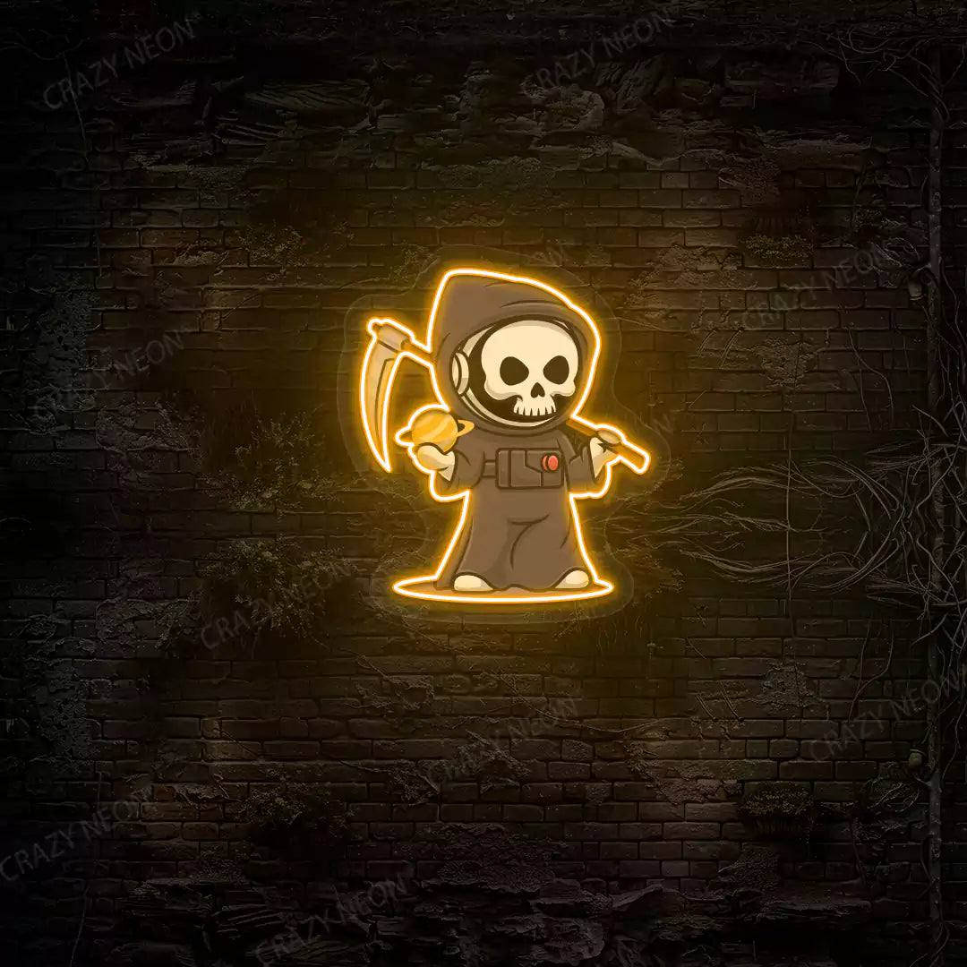 Astronaut Grim Reaper Neon Artwork | Orange