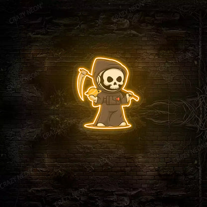 Astronaut Grim Reaper Neon Artwork | Orange