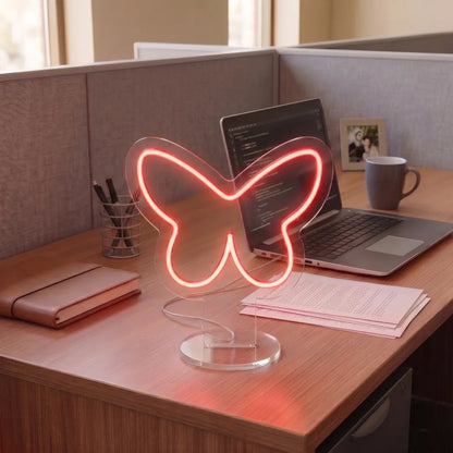 Butterfly Wings Mini Neon Sign in Red color