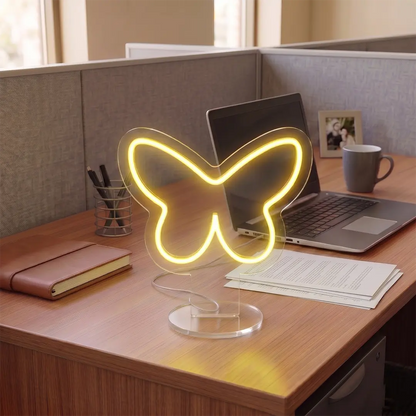 Butterfly Wings Mini Neon Sign in Yellow color