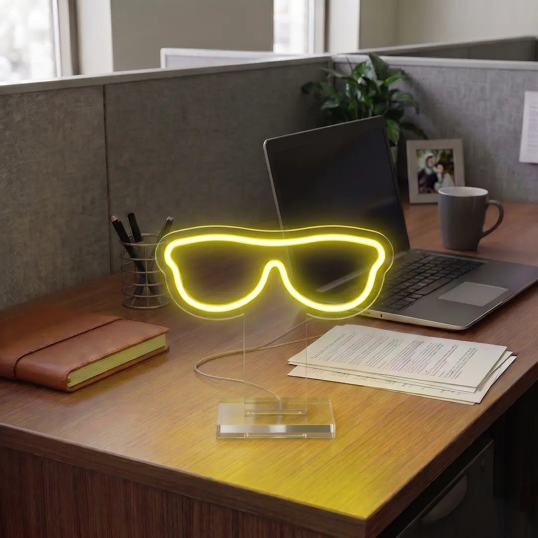 Urban Sunglasses Mini Neon Sign in Yellow color