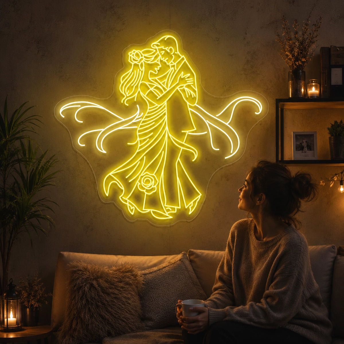 First Dance Wedding Neon Sign in Yellow color