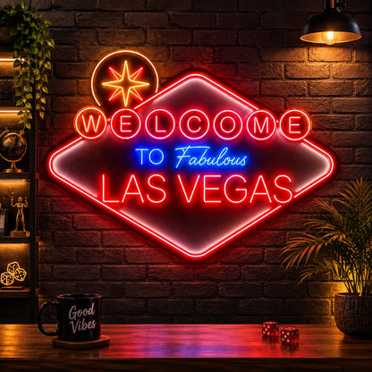 Welcome To Fabulous Las Vegas Vintage Neon Sign in bar