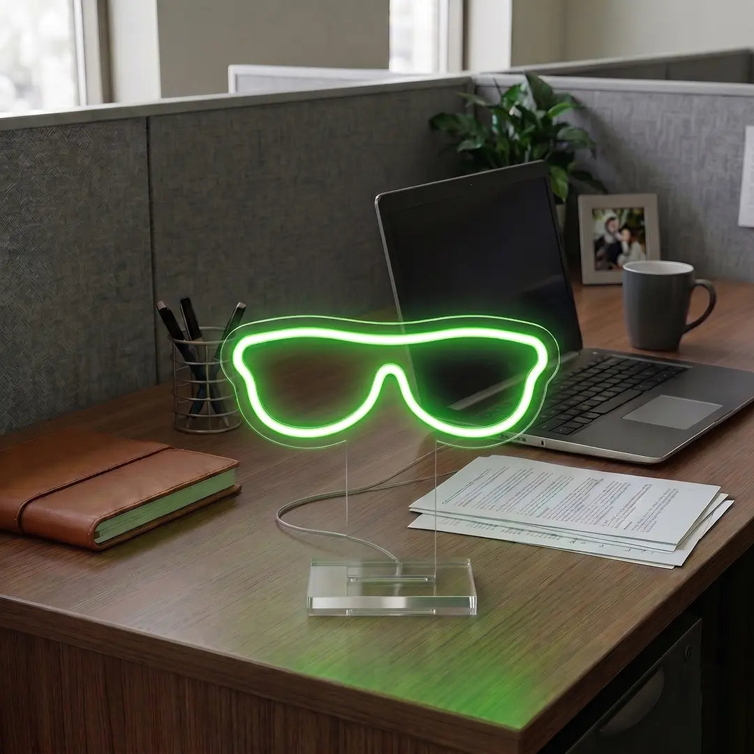 Urban Sunglasses Mini Neon Sign in Green Color