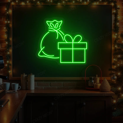 Gift Bag & Present Neon Sign | Green