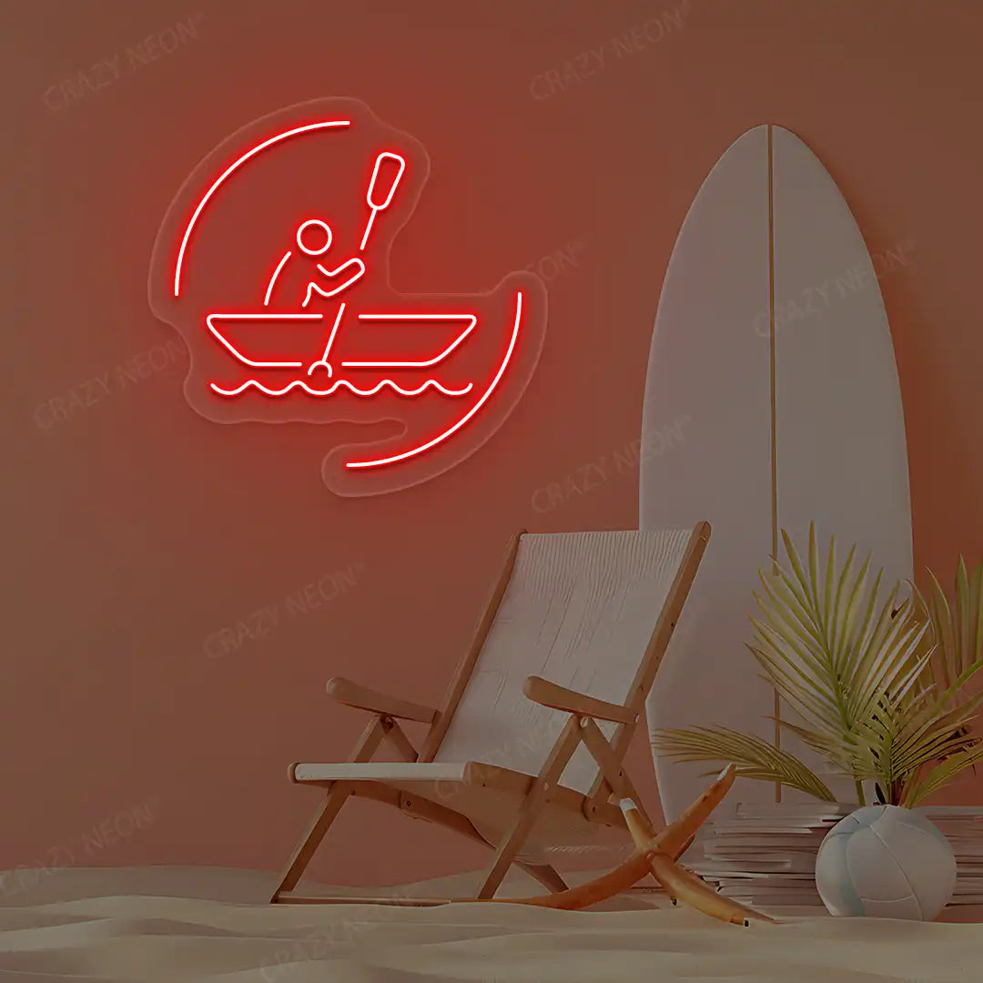 red solo rowing boat neon sign mounted on a wall