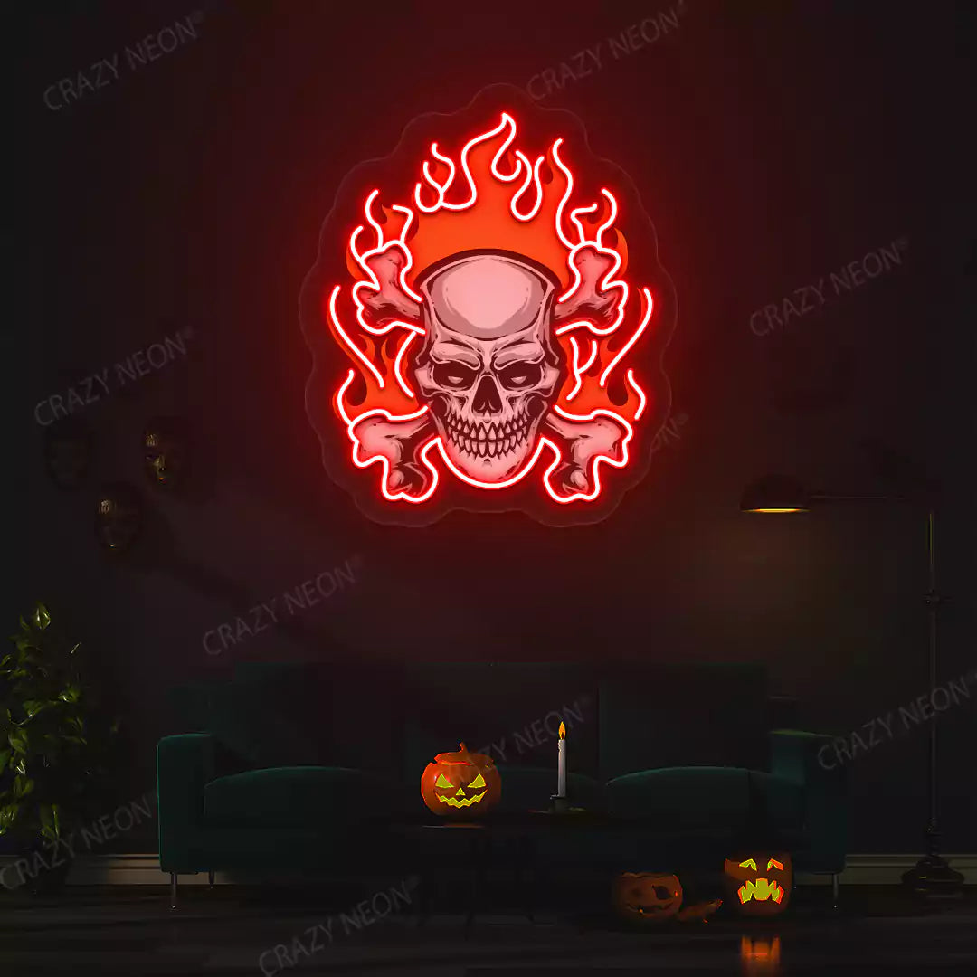 Target Neon Led Skull Buy Flaming Skull LED Neon Artwork | Hellfire Horror Glow – Crazy Neon
