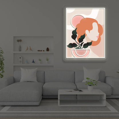 Flora Portarit Abstract Neon Artwork Sign in White Color