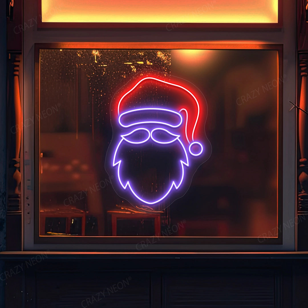 Santa Face Neon Sign | Purple 