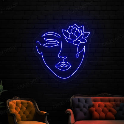 Flower With Face Neon Sign| Blue 