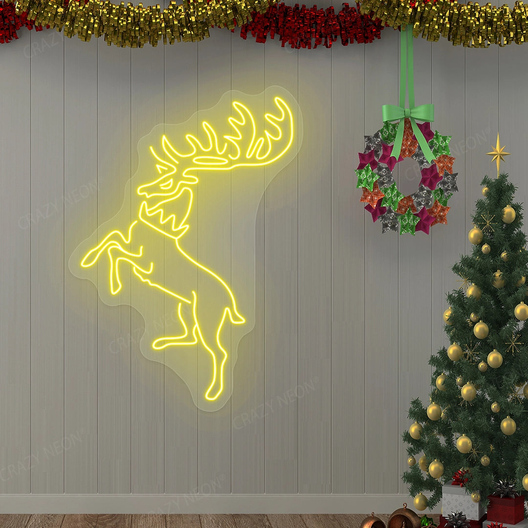 Christmas Reindeer Neon Sign | Yellow 