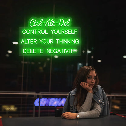 Ctrl + Alt + Dlt Quote Led Neon Sign | Green