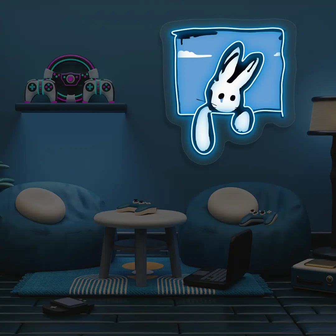 Peek-a-Bun Neon Artwork in Iceblue color